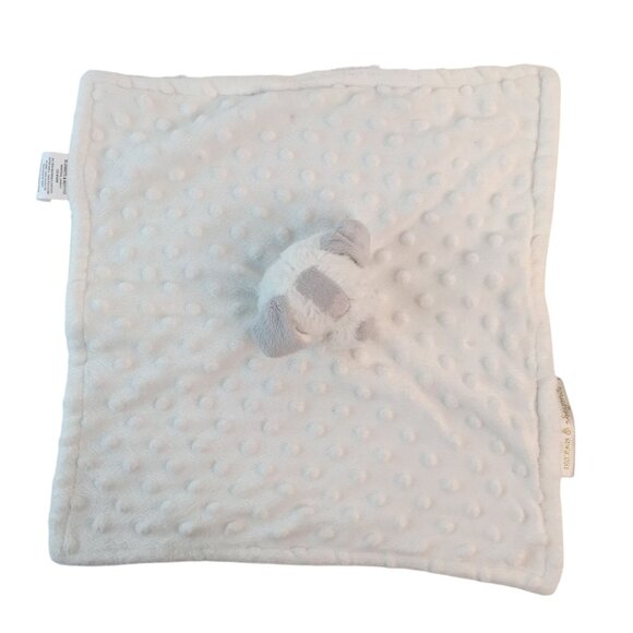 Blankets & Beyond White Gray Puppy Dog Lovey Baby Minky Dots Security Blanket - Picture 3 of 7